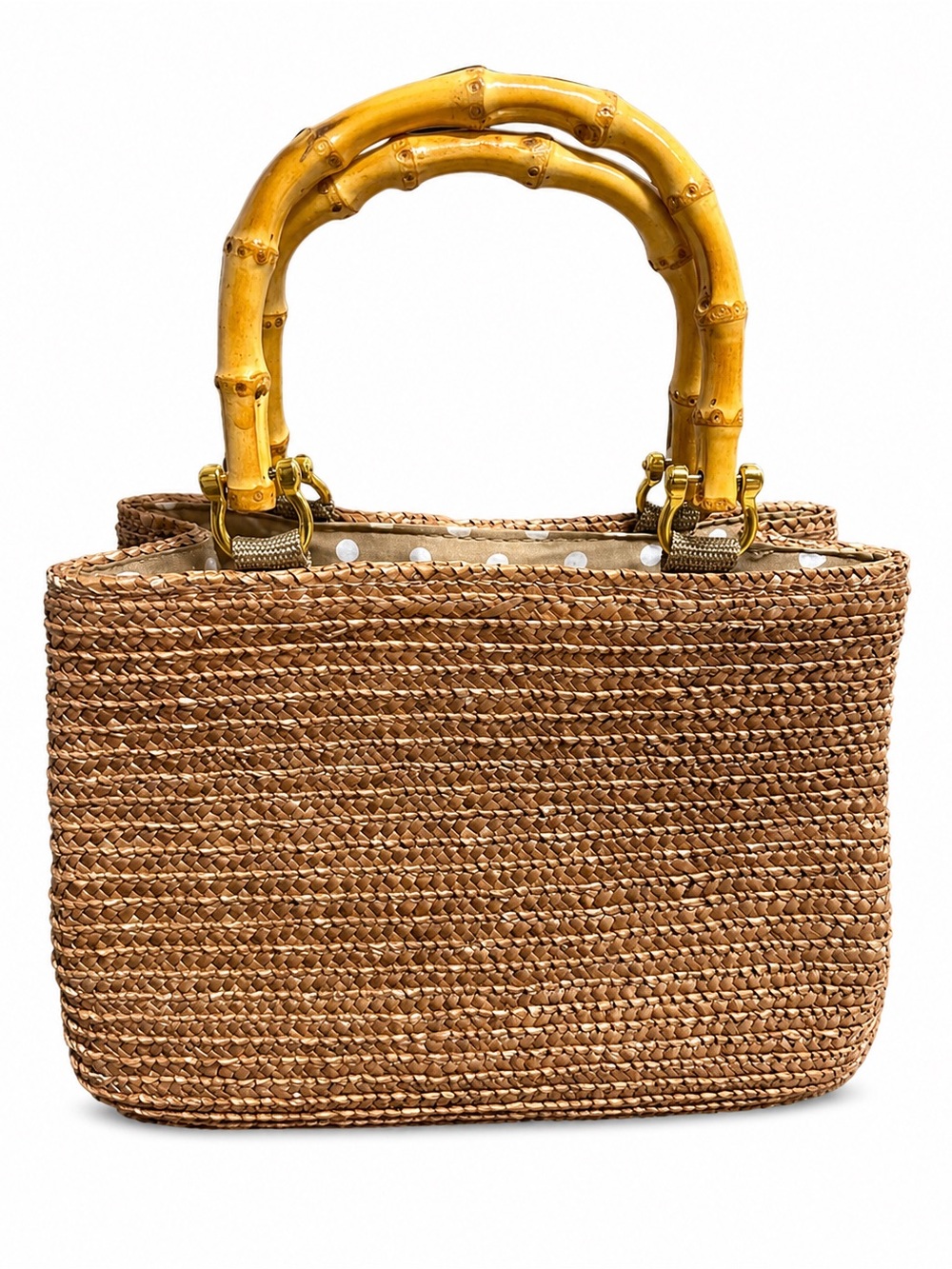 Croft & Barrow Woven Straw Tote Bag w/ Bamboo Handles